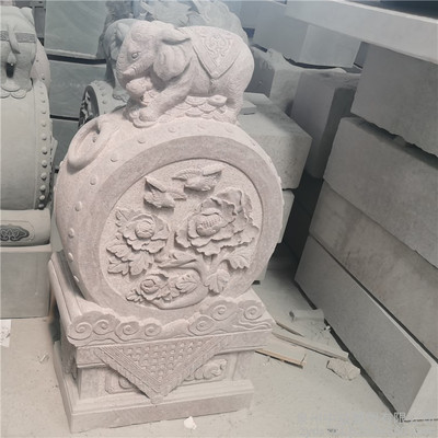 花崗巖抱鼓石 傳統(tǒng)石雕工藝，招財納福的鎮(zhèn)宅擺件
